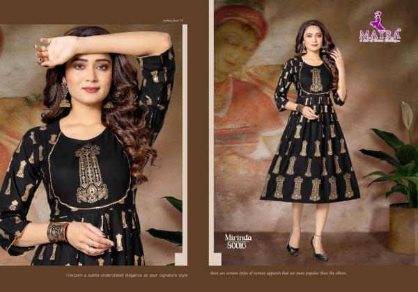 Mayra Mirinda Rayon Gold Print Designer Kurti Collection